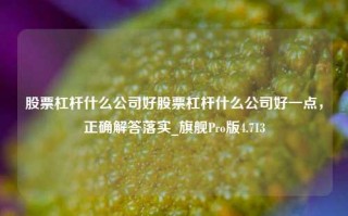 股票杠杆什么公司好股票杠杆什么公司好一点，正确解答落实_旗舰Pro版4.713