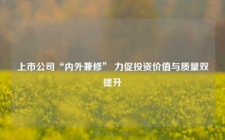 上市公司“内外兼修” 力促投资价值与质量双提升