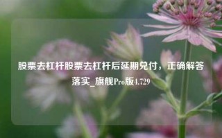 股票去杠杆股票去杠杆后延期兑付，正确解答落实_旗舰Pro版4.729