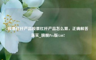 股票杠杆产品股票杠杆产品怎么算，正确解答落实_旗舰Pro版4.667