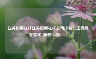 江苏股票杠杆江苏股票杠杆公司排名，正确解答落实_旗舰Pro版4.727