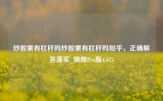 炒股票有杠杆吗炒股票有杠杆吗知乎，正确解答落实_旗舰Pro版4.675