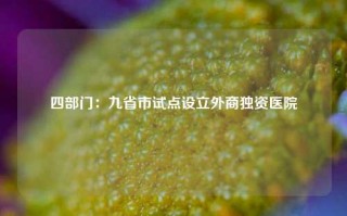 四部门：九省市试点设立外商独资医院