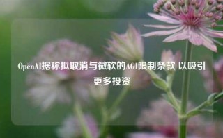 OpenAI据称拟取消与微软的AGI限制条款 以吸引更多投资