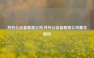 开办公设备租赁公司,开办公设备租赁公司要交税吗