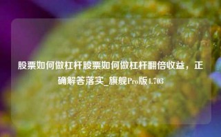 股票如何做杠杆股票如何做杠杆翻倍收益，正确解答落实_旗舰Pro版4.703