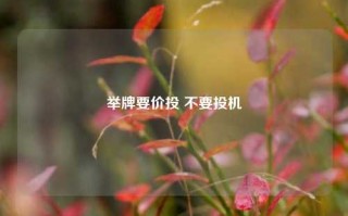 举牌要价投 不要投机