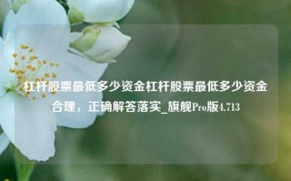 杠杆股票最低多少资金杠杆股票最低多少资金合理，正确解答落实_旗舰Pro版4.713