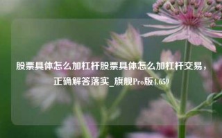 股票具体怎么加杠杆股票具体怎么加杠杆交易，正确解答落实_旗舰Pro版4.659