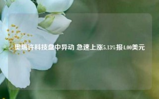 奥瑞许科技盘中异动 急速上涨5.13%报4.00美元