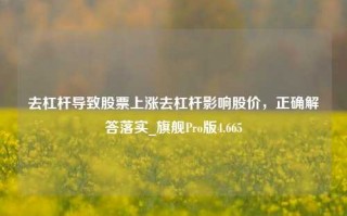 去杠杆导致股票上涨去杠杆影响股价，正确解答落实_旗舰Pro版4.665