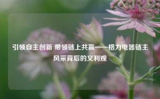 引领自主创新 带领链上共赢——格力电器链主风采背后的义利观