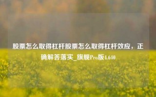 股票怎么取得杠杆股票怎么取得杠杆效应，正确解答落实_旗舰Pro版4.640