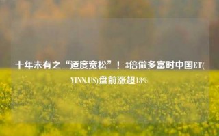 十年未有之“适度宽松”！3倍做多富时中国ET(YINN.US)盘前涨超18%