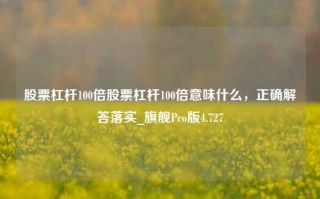 股票杠杆100倍股票杠杆100倍意味什么，正确解答落实_旗舰Pro版4.727