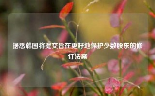 据悉韩国将提交旨在更好地保护少数股东的修订法案