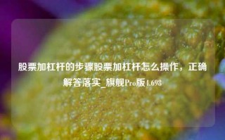 股票加杠杆的步骤股票加杠杆怎么操作，正确解答落实_旗舰Pro版4.698