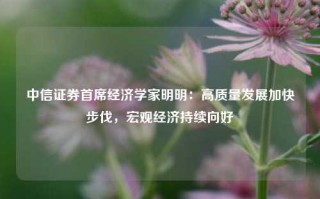 中信证券首席经济学家明明：高质量发展加快步伐，宏观经济持续向好