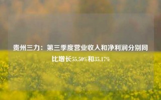 贵州三力：第三季度营业收入和净利润分别同比增长55.50%和35.17%