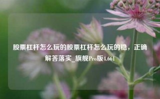 股票杠杆怎么玩的股票杠杆怎么玩的稳，正确解答落实_旗舰Pro版4.661