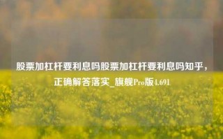 股票加杠杆要利息吗股票加杠杆要利息吗知乎，正确解答落实_旗舰Pro版4.691