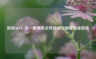 折价46%！这一老牌房企所持银行股权完成拍卖