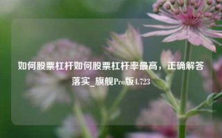 如何股票杠杆如何股票杠杆率最高，正确解答落实_旗舰Pro版4.723