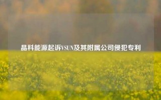 晶科能源起诉VSUN及其附属公司侵犯专利