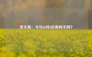 李大霄：今与10月8日有何不同？