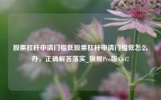 股票杠杆申请门槛低股票杠杆申请门槛低怎么办，正确解答落实_旗舰Pro版4.647