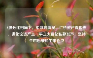 A股分化格局下，中欧瑞博吴、仁桥资产夏俊杰、进化论资产王一平三大百亿私募发声！坚持牛市思维和牛市仓位