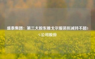 盛泰集团：第三大股东雅戈尔服装拟减持不超3%公司股份