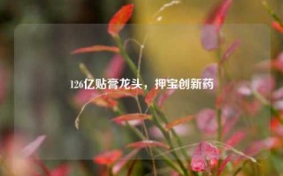 126亿贴膏龙头，押宝创新药