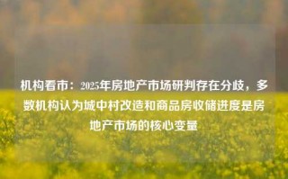 机构看市：2025年房地产市场研判存在分歧，多数机构认为城中村改造和商品房收储进度是房地产市场的核心变量