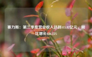 赛力斯：第三季度营业收入达到415.82亿元，同比增长636.25%