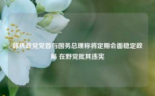 韩执政党党首与国务总理称将定期会面稳定政局 在野党批其违宪