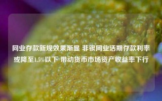 同业存款新规效果渐显 非银同业活期存款利率或降至1.5%以下 带动货币市场资产收益率下行