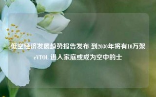 低空经济发展趋势报告发布 到2030年将有10万架eVTOL 进入家庭或成为空中的士