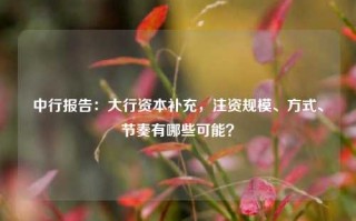 中行报告：大行资本补充，注资规模、方式、节奏有哪些可能？