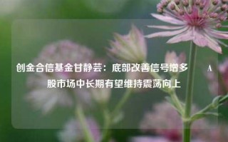 创金合信基金甘静芸：底部改善信号增多  A股市场中长期有望维持震荡向上