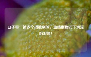 口子窖：被多个指数剔除，业绩断崖式下滑深陷泥潭！