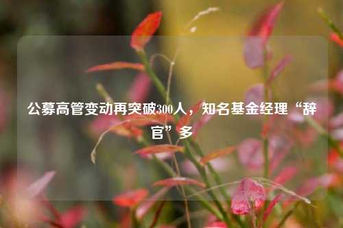 公募高管变动再突破300人，知名基金经理“辞官”多-第1张图片-合肥慧帆商贸有限公司