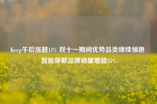 Keep午后涨超11% 双十一期间优势品类继续领跑 智能穿戴品牌销量增超25%-第1张图片-合肥慧帆商贸有限公司