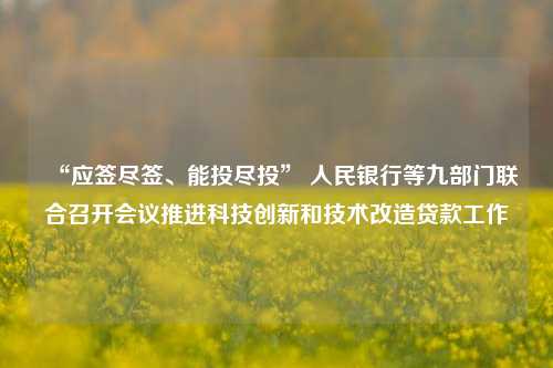 “应签尽签、能投尽投” 人民银行等九部门联合召开会议推进科技创新和技术改造贷款工作-第1张图片-合肥慧帆商贸有限公司