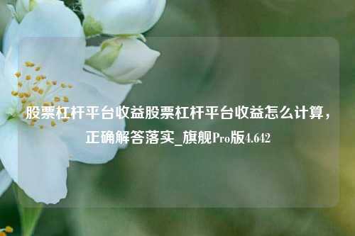 股票杠杆平台收益股票杠杆平台收益怎么计算，正确解答落实_旗舰Pro版4.642-第1张图片-合肥慧帆商贸有限公司