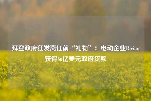 拜登政府狂发离任前“礼物”：电动企业Rivian获得66亿美元政府贷款-第1张图片-合肥慧帆商贸有限公司