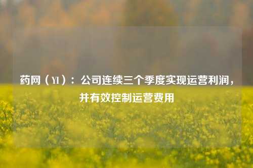 药网（YI）：公司连续三个季度实现运营利润，并有效控制运营费用-第1张图片-合肥慧帆商贸有限公司