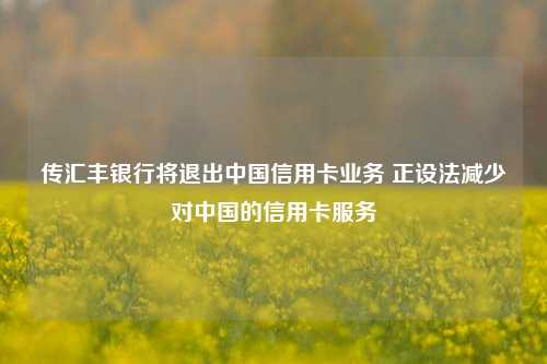 传汇丰银行将退出中国信用卡业务 正设法减少对中国的信用卡服务-第1张图片-合肥慧帆商贸有限公司