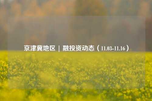 京津冀地区 | 融投资动态（11.03-11.16）-第1张图片-合肥慧帆商贸有限公司