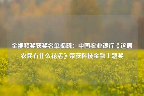 金视频奖获奖名单揭晓：中国农业银行《这届农民有什么花活》荣获科技金融主题奖-第1张图片-合肥慧帆商贸有限公司